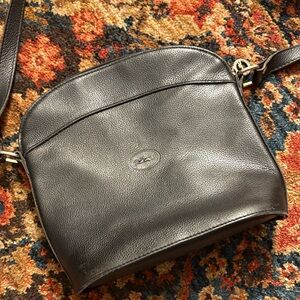 Longchamp Black Leather Crossbody Bag